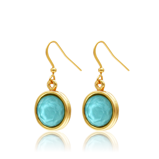 Iridescent Aquamarine Cabochon Earring