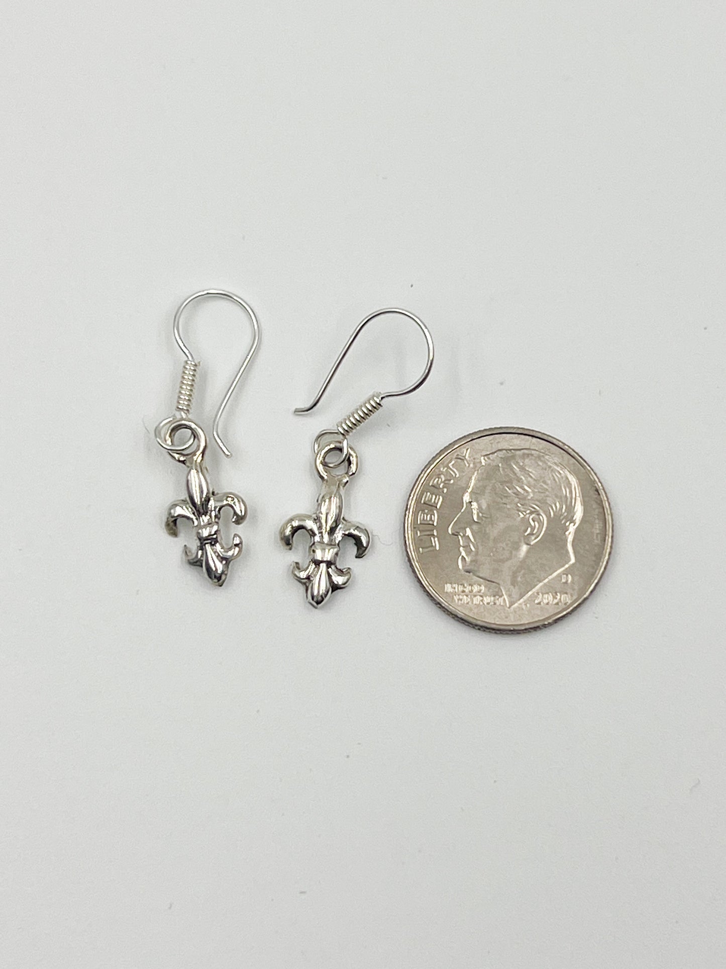 Petite Sterling Silver Fleur De Lis Wire Earring