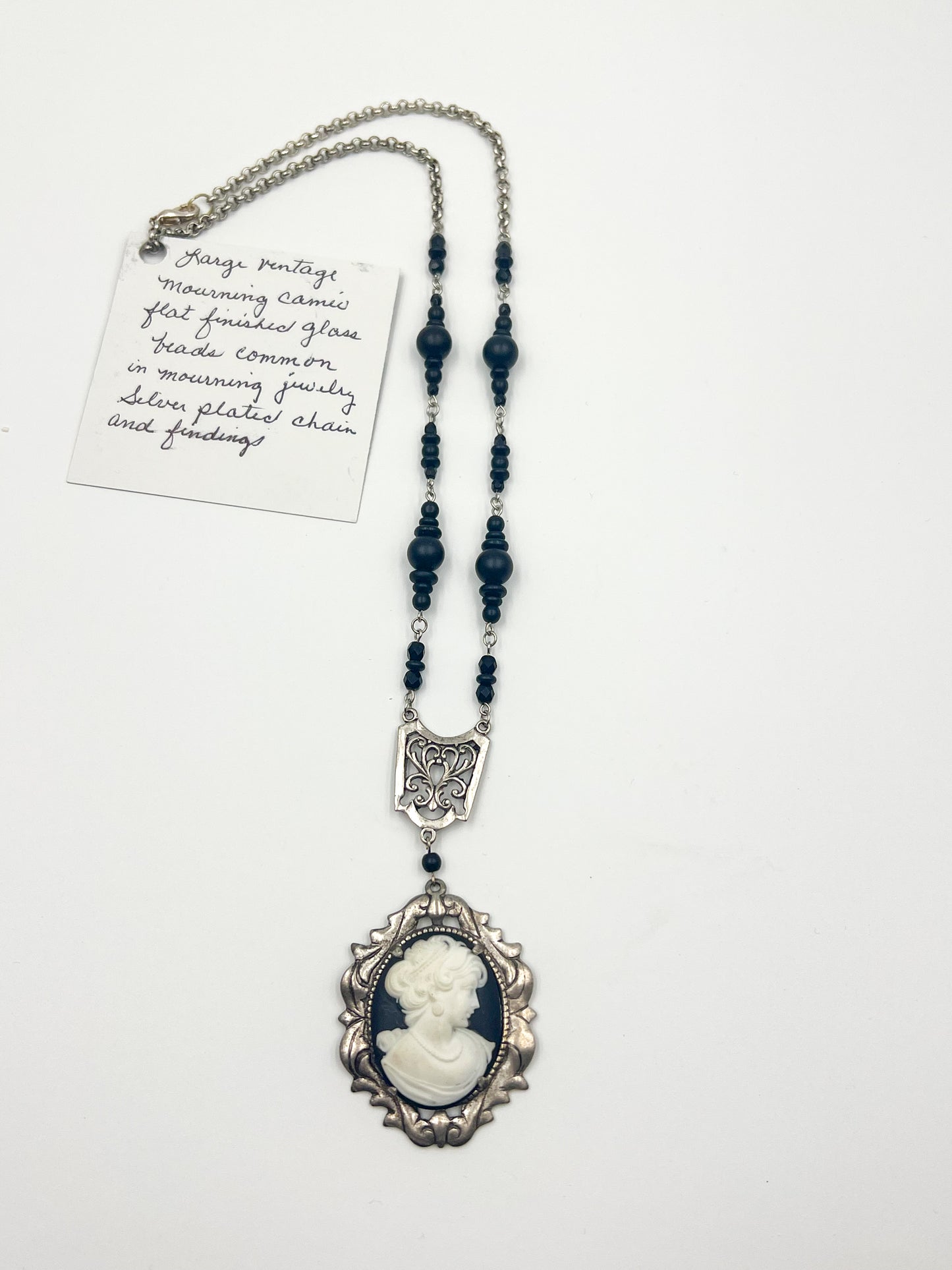 Vintage Mourning Cameo Necklace