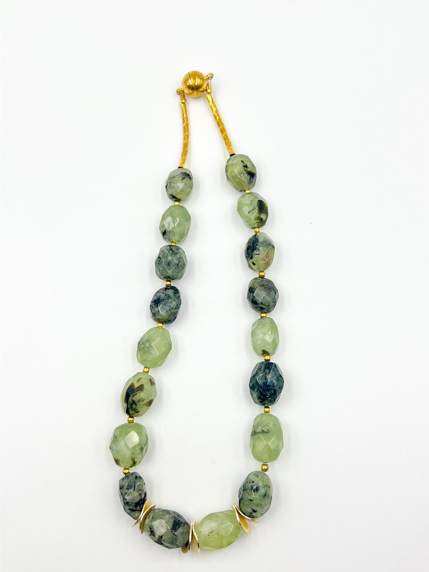 Prehnite and Gold Necklace