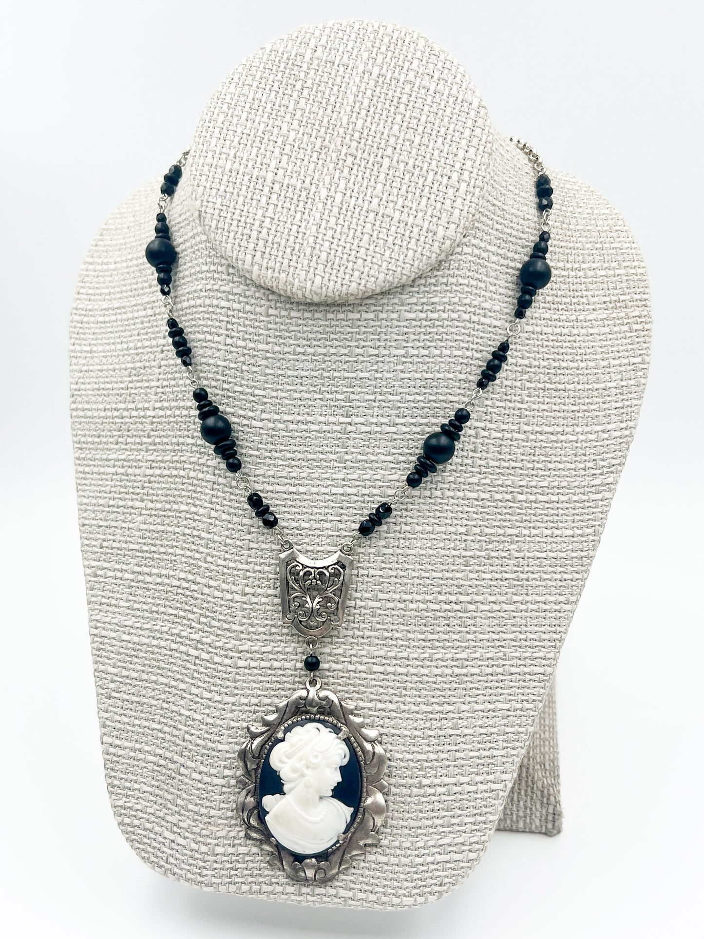 Vintage Mourning Cameo Necklace