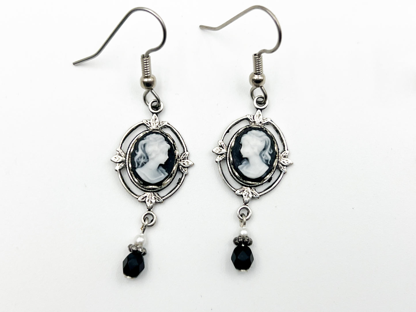 Ornate Black Mini Cameo Earring
