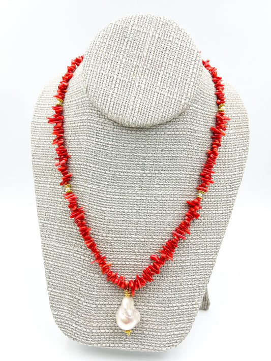Baroque Pearl Coral Necklace