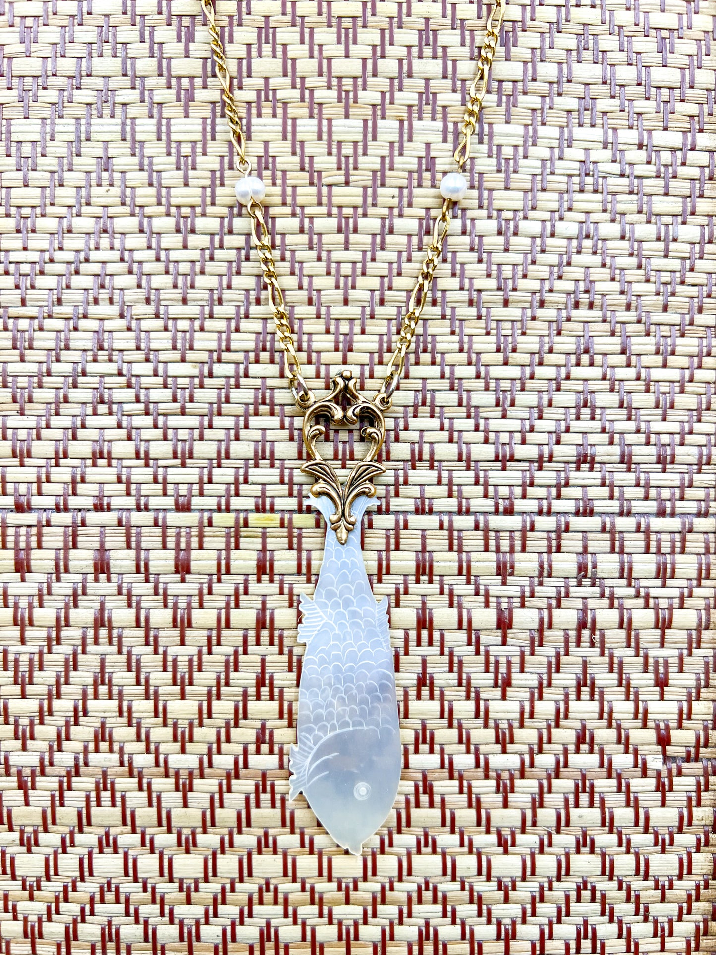 Antique Mother of Pearl Necklace - Fish
