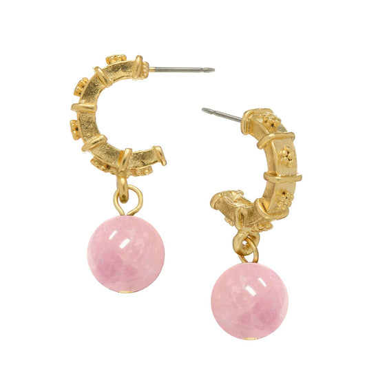 Pink Jasper Drop Hoops