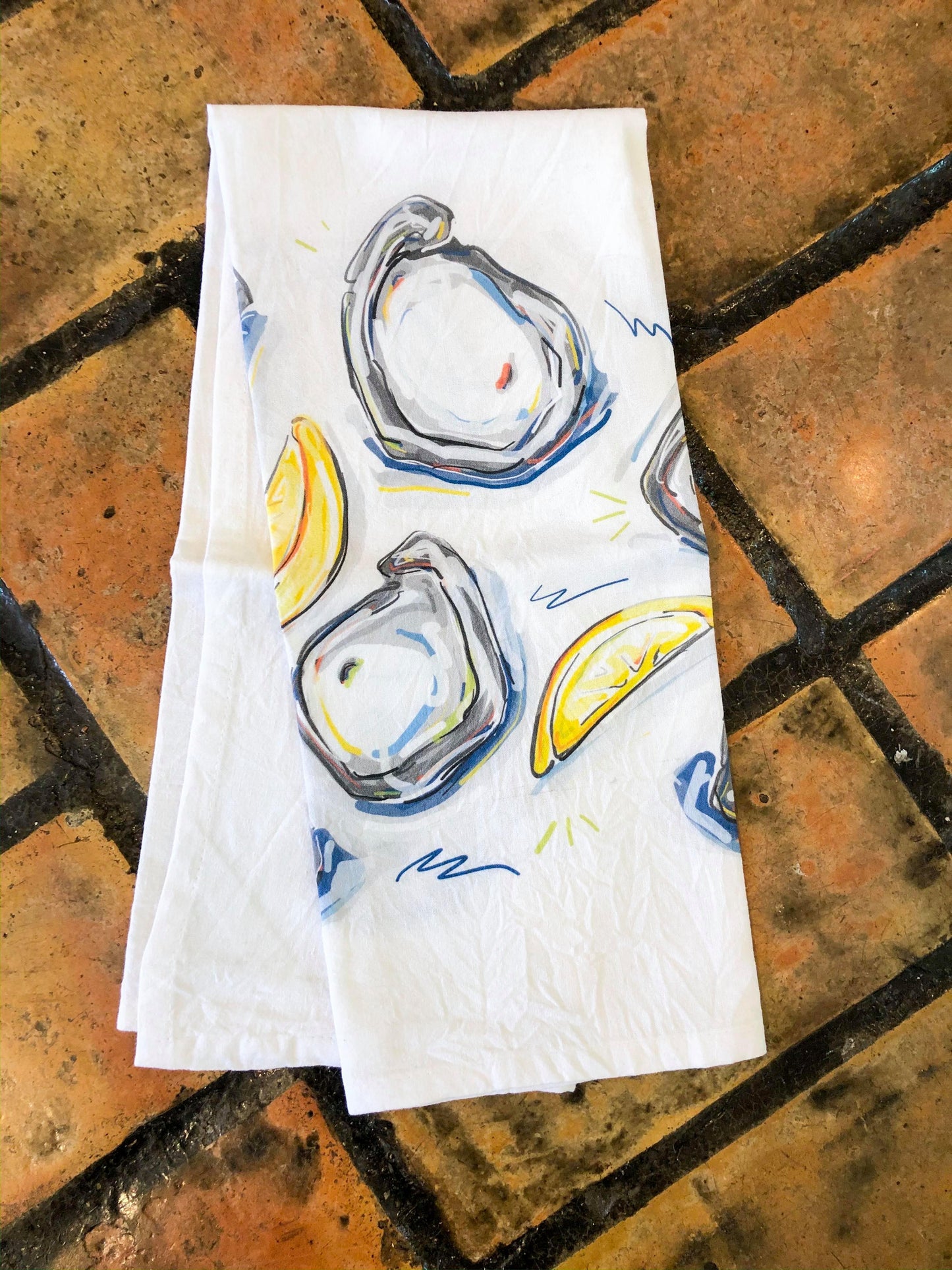 Serviette à vaisselle Huîtres et citron