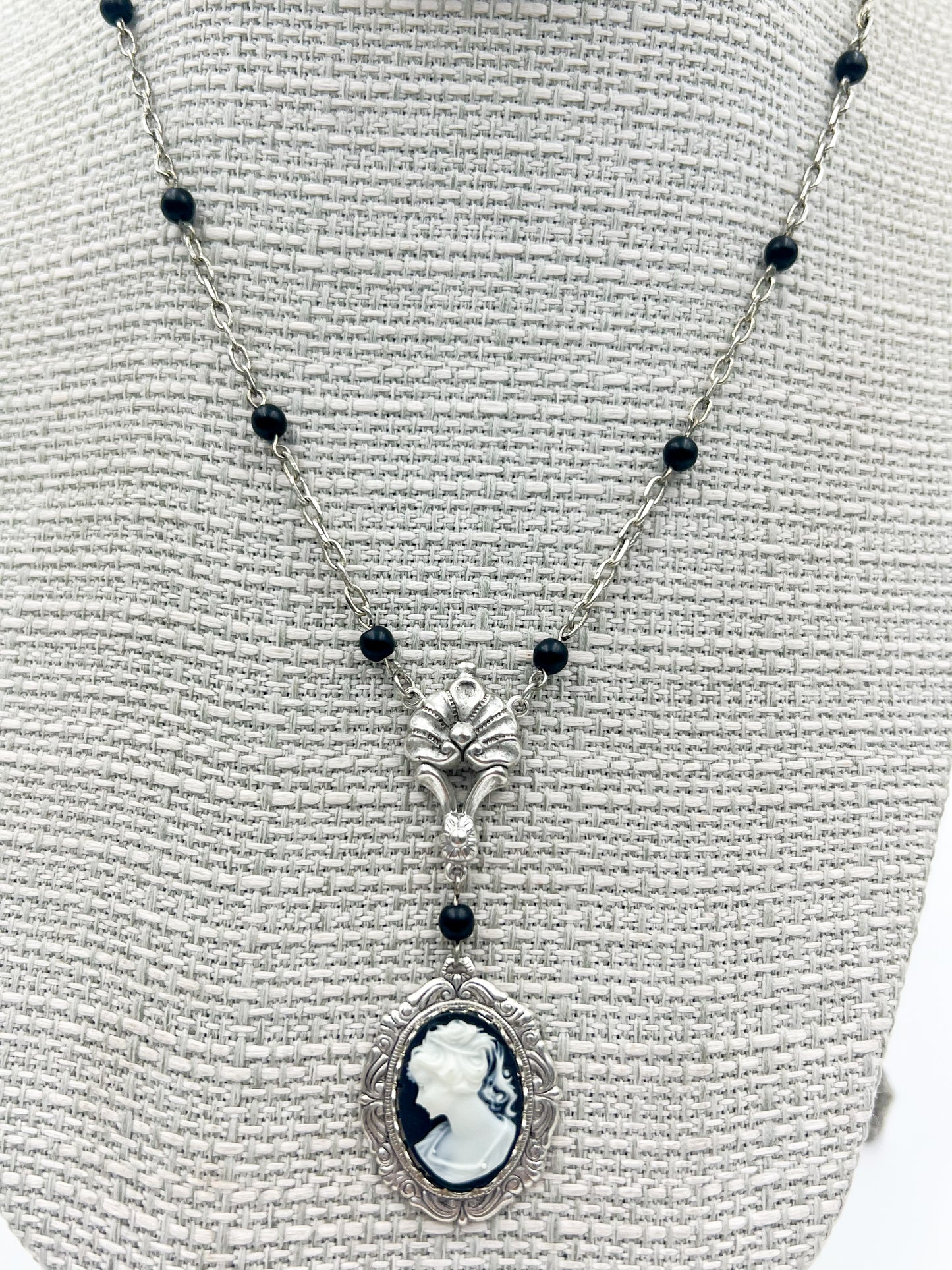 Black Cameo Mourning Necklace