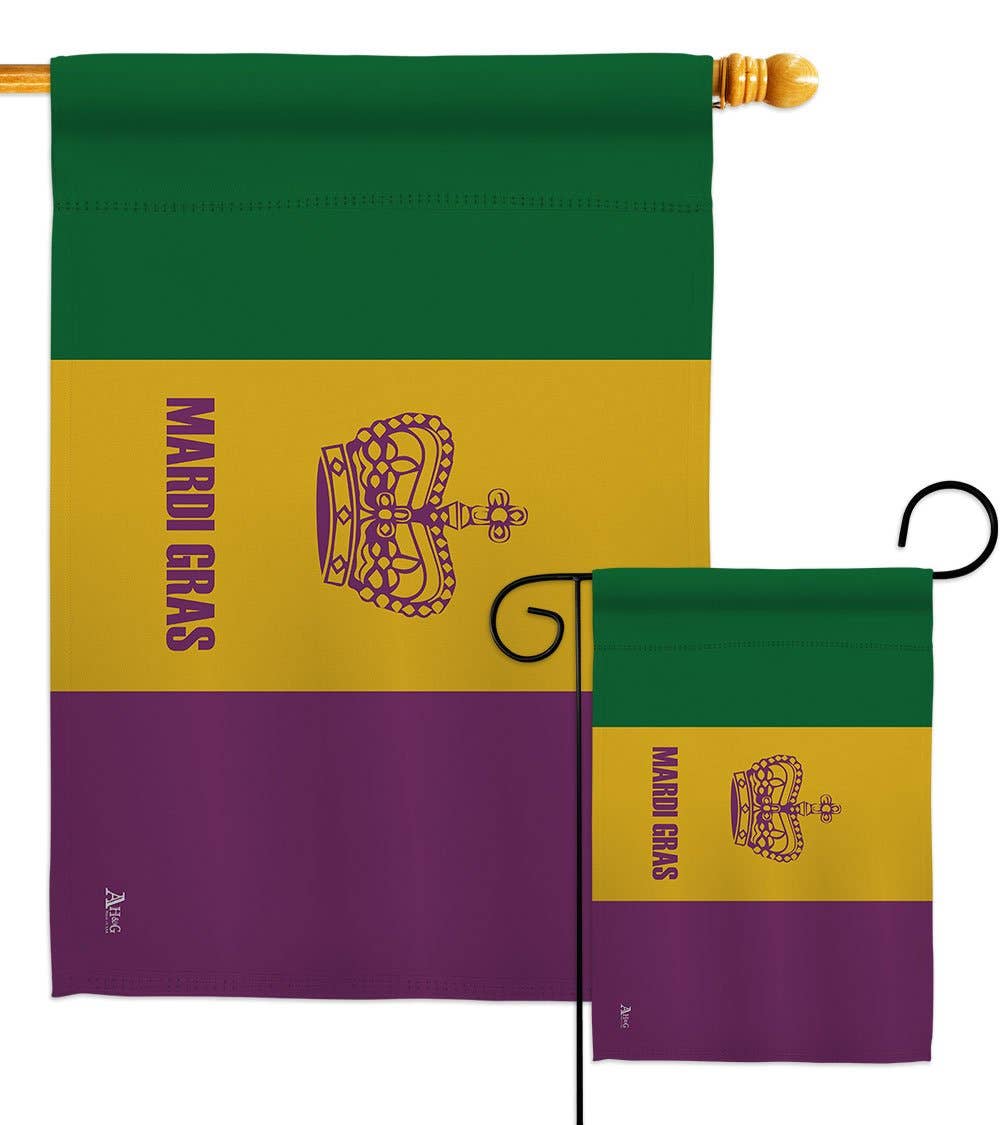 Mardi Gras Crown Garden Flag