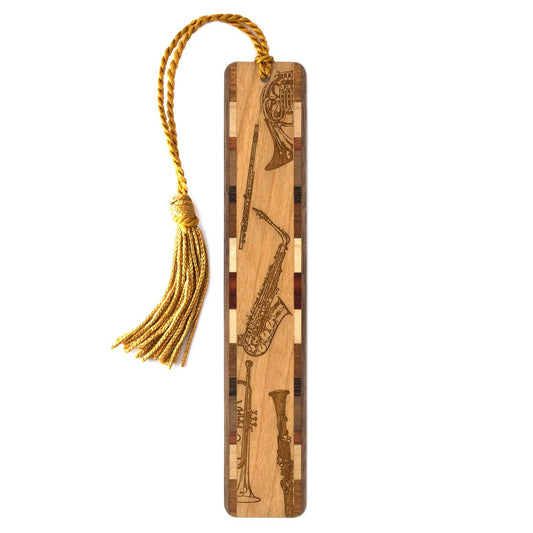 Jazz Band Musical Instruments  Engraved Wooden Bookmark