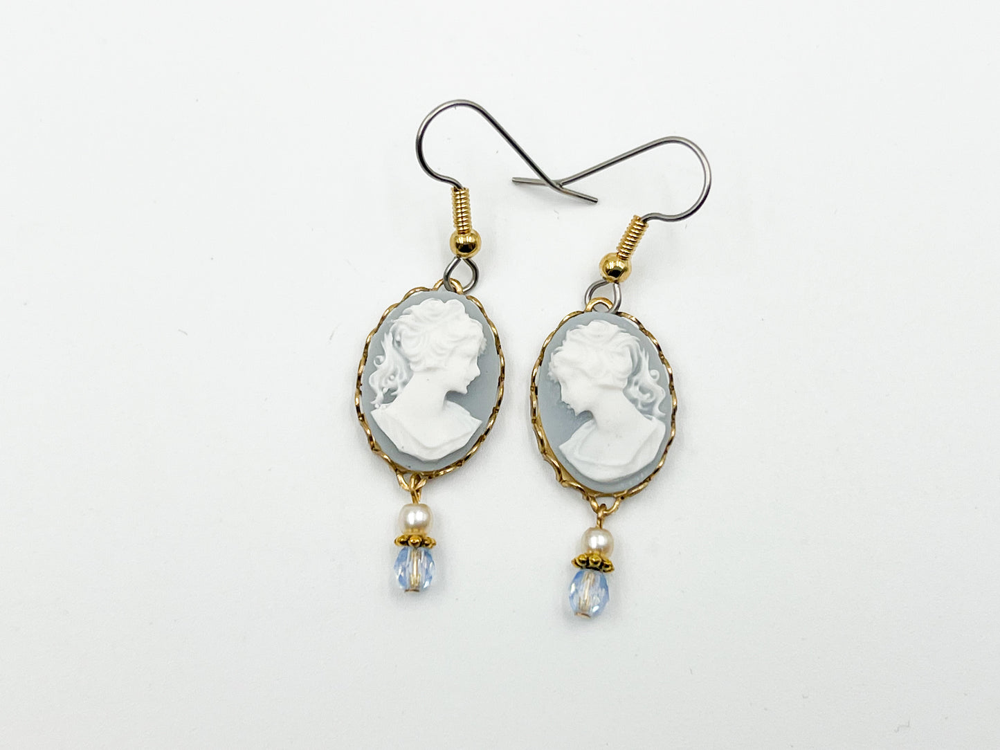 Blue Cameo Earrings