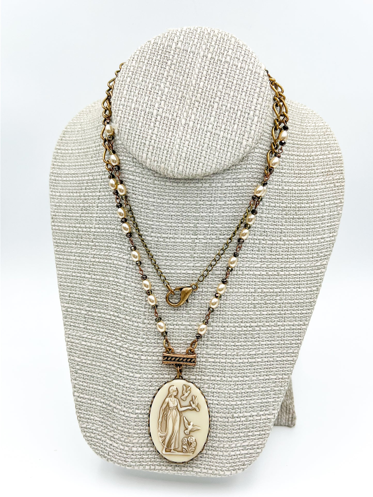 Vintage Glass Cameo Necklace