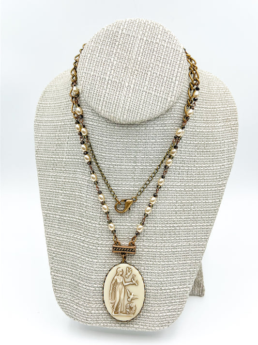 Vintage Glass Cameo Necklace