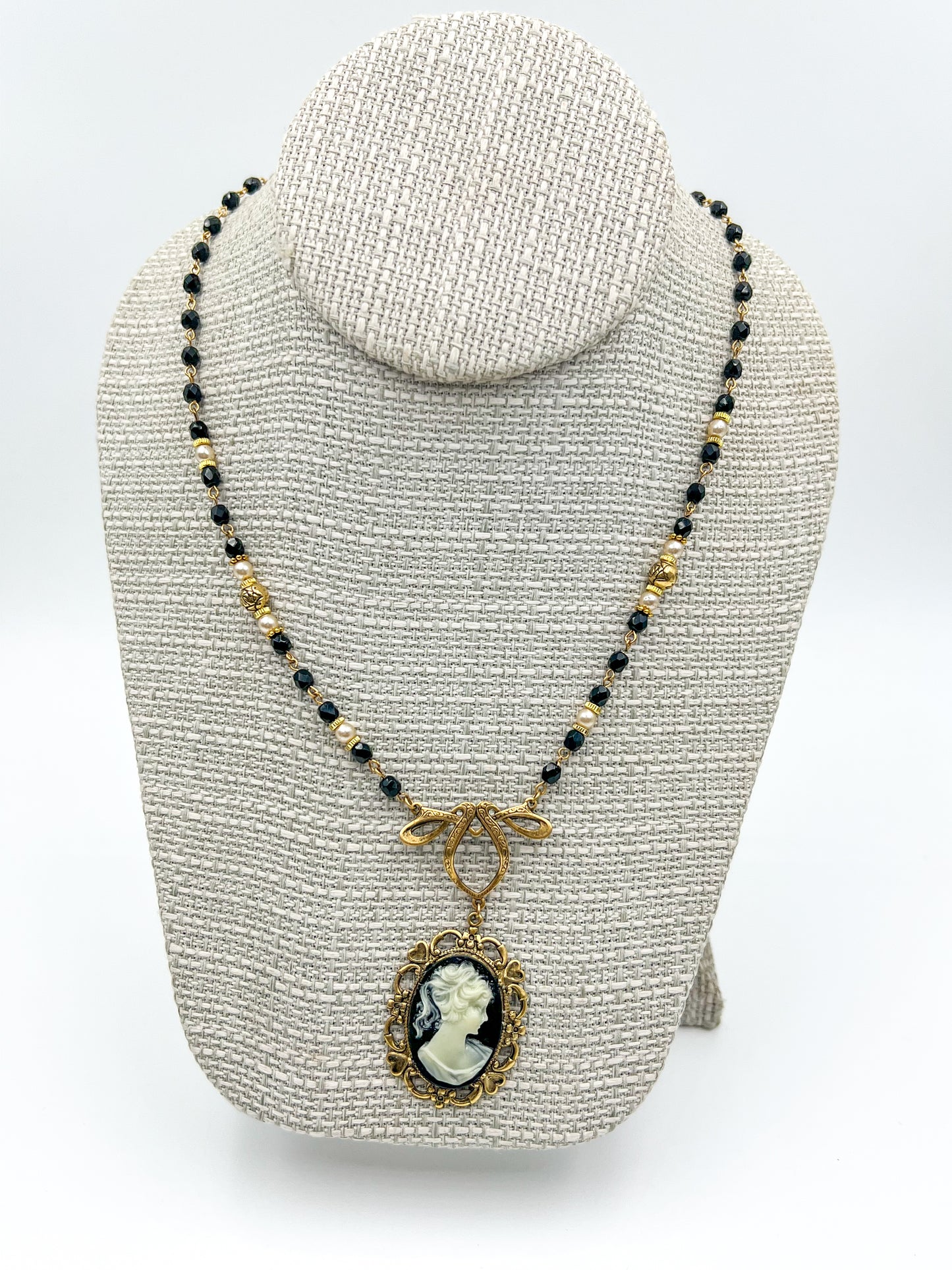 Black Victorian Cameo Necklace