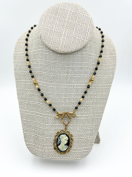 Black Victorian Cameo Necklace