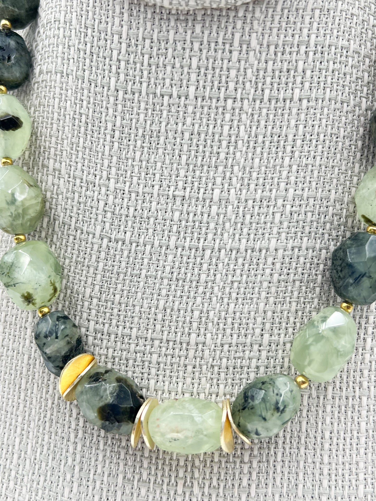 Prehnite and Gold Necklace