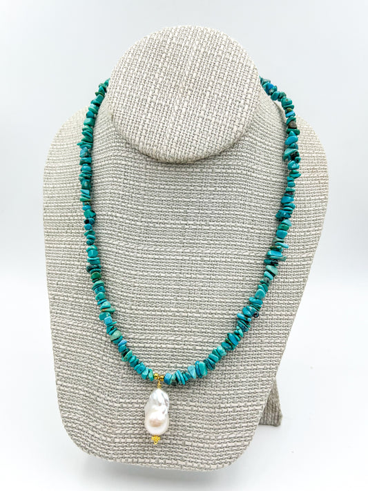 Arizona Turquoise Baroque Pearl Necklace