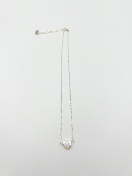 Freshwater Pearl Heart Necklace - Silver