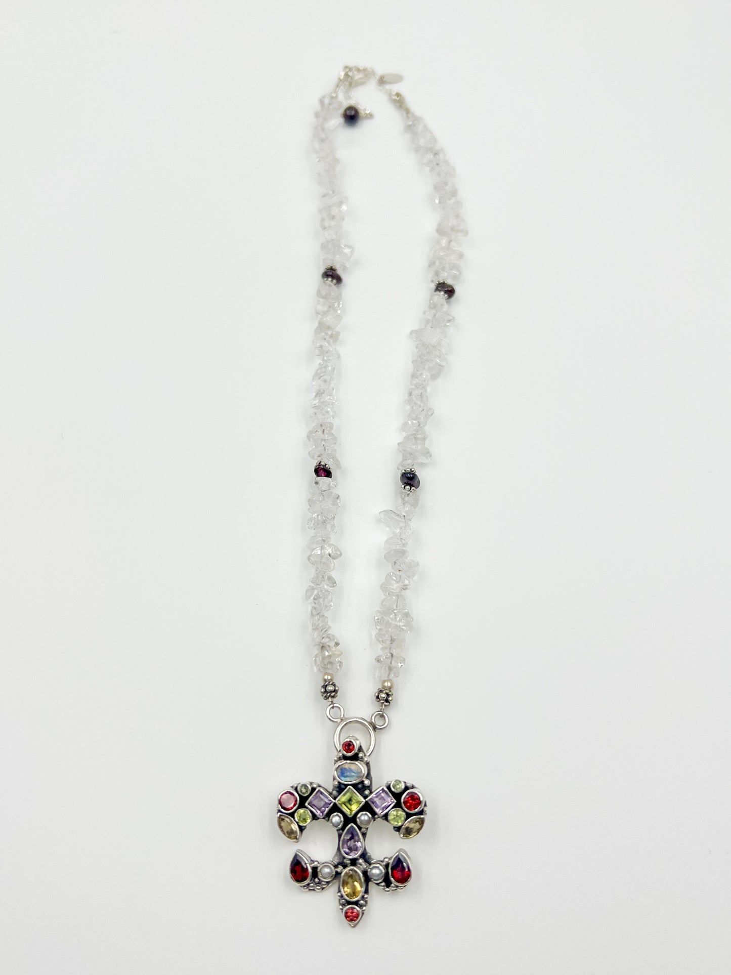 Fleur De Lis Gemstone Necklace