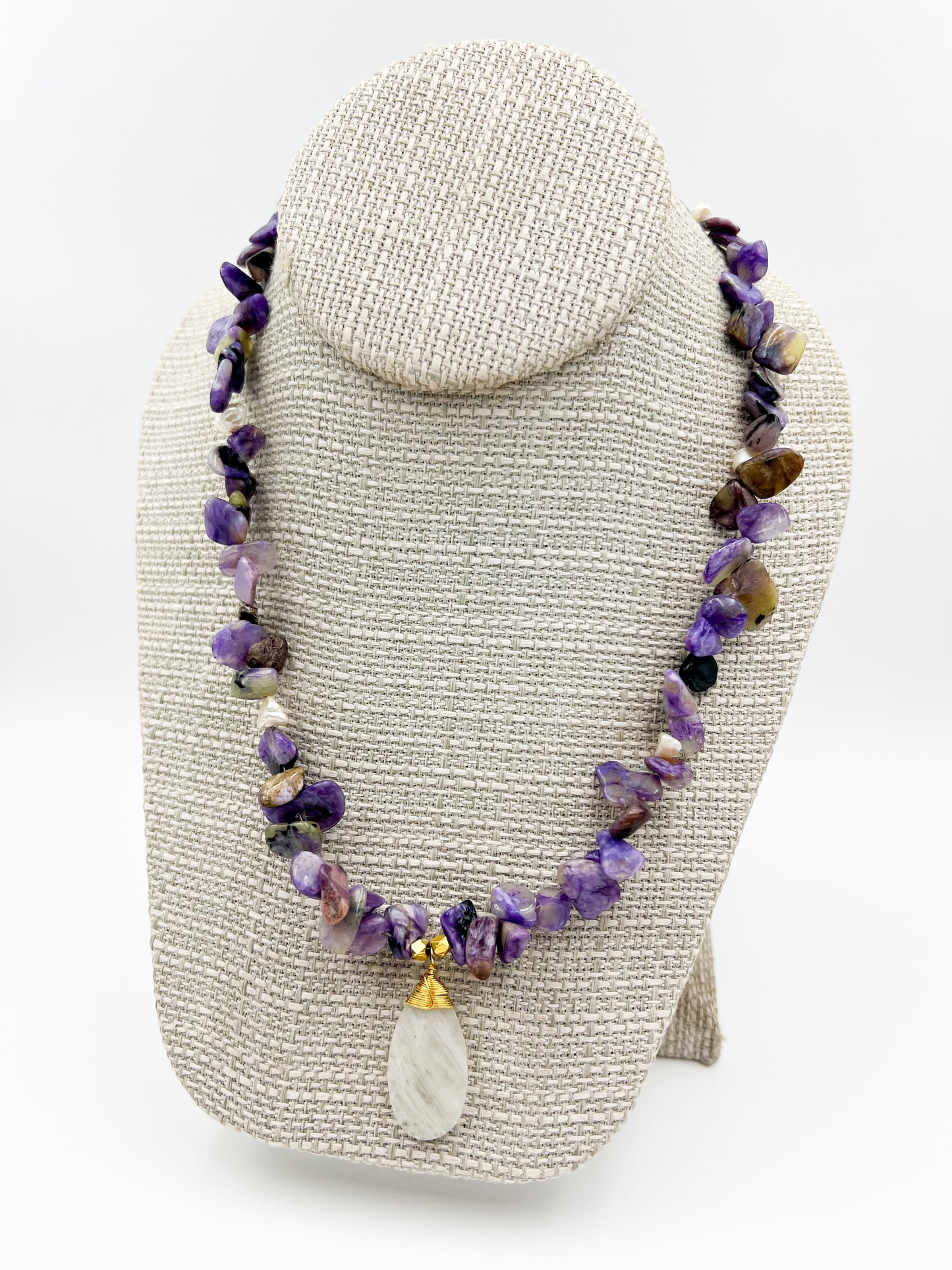 Purple Cardrite Stone Necklace