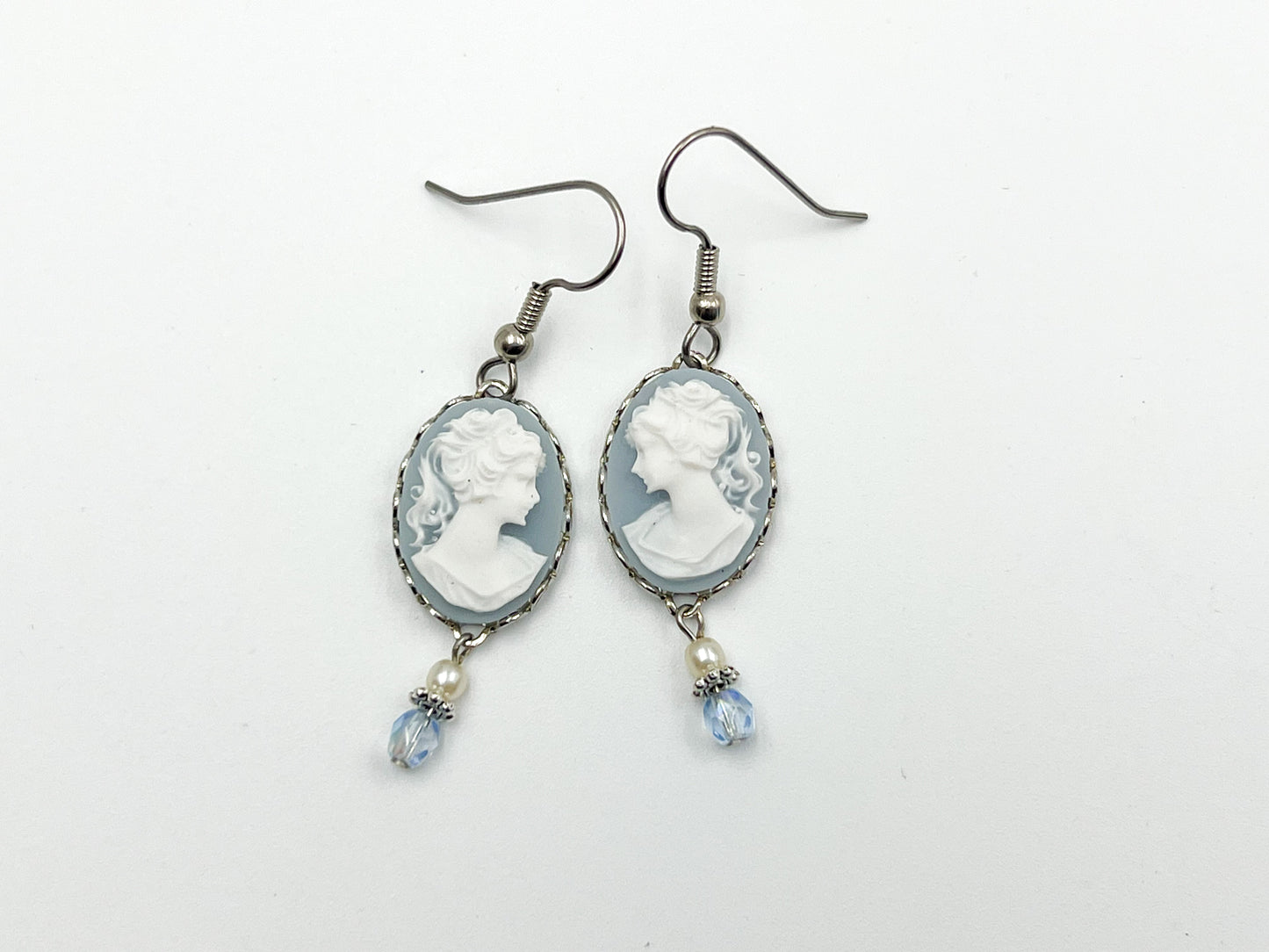 Blue Cameo Earrings
