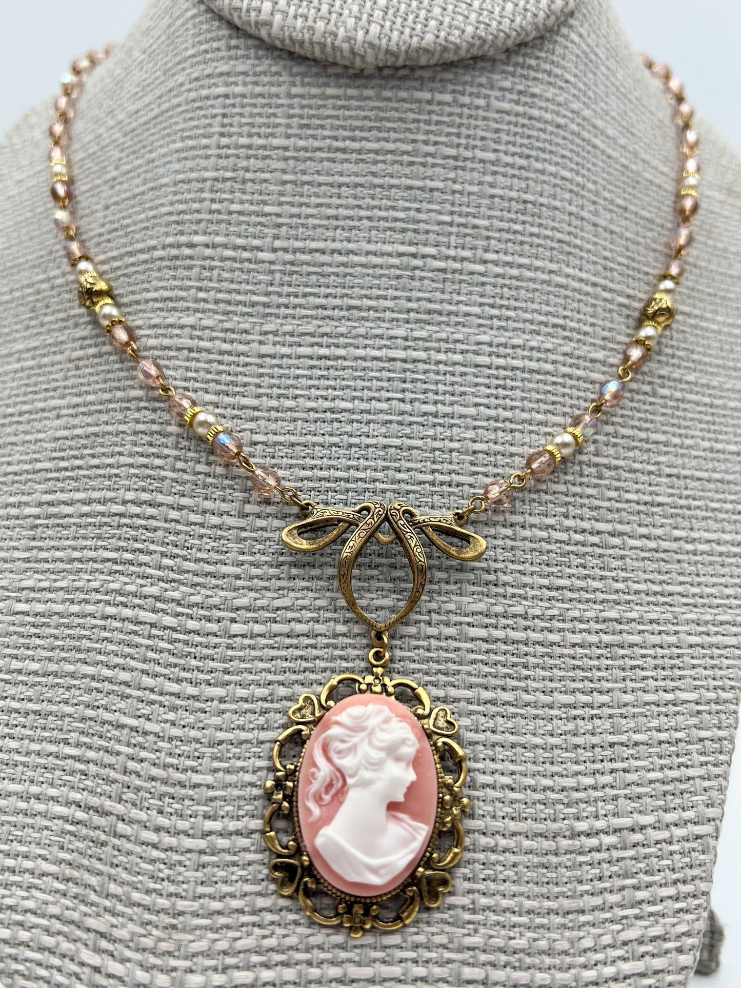 Light Pink Victorian Cameo Necklace