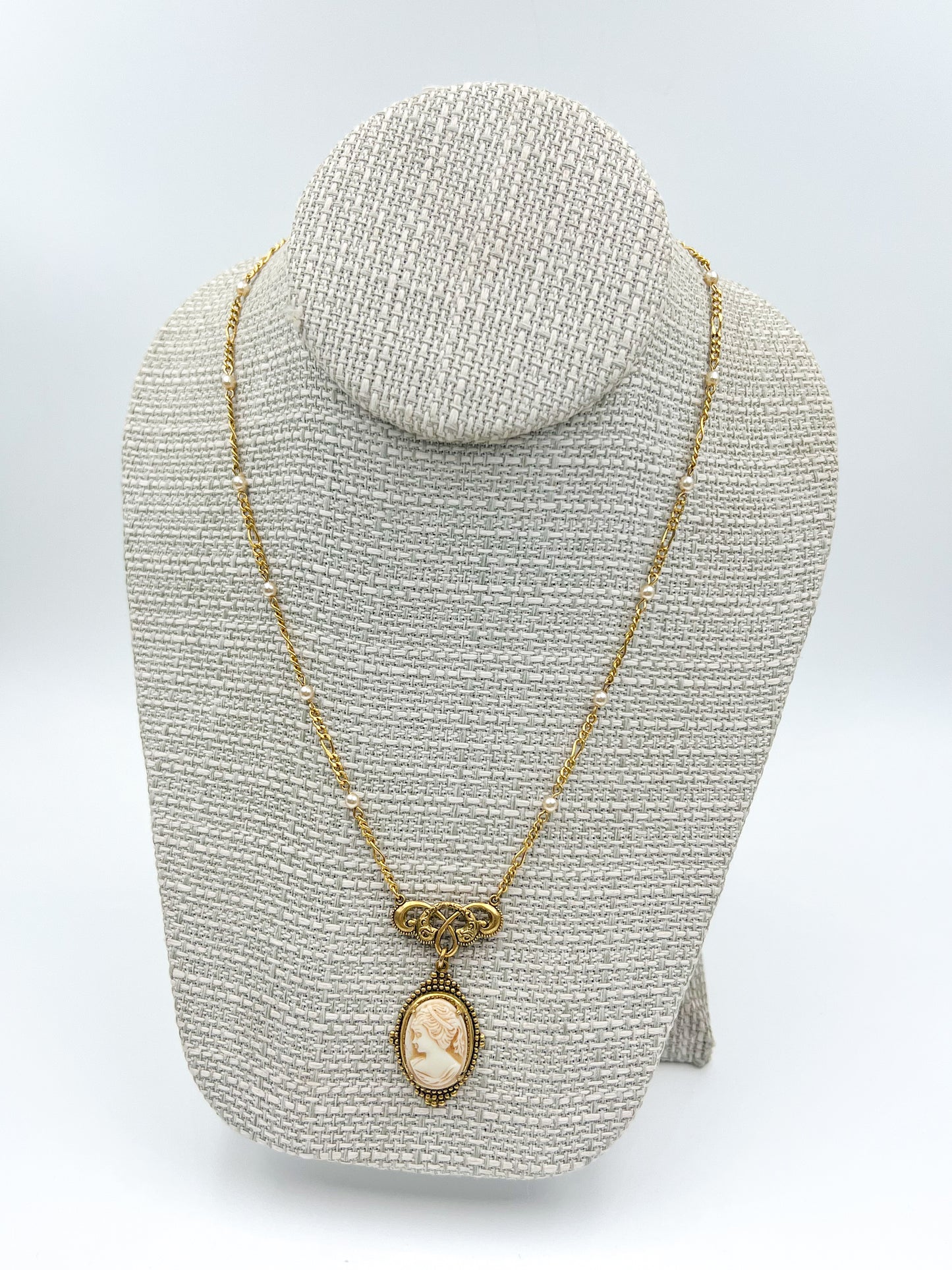 Vintage German Glass Cameo Necklace