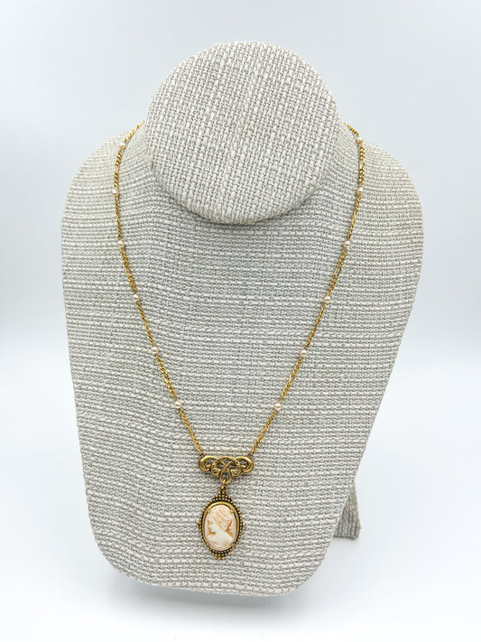 Vintage German Glass Cameo Necklace