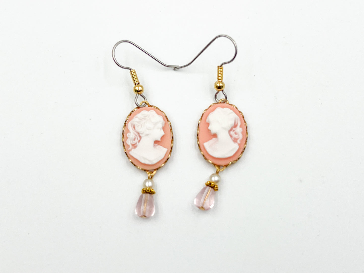Pink Cameo Earrings