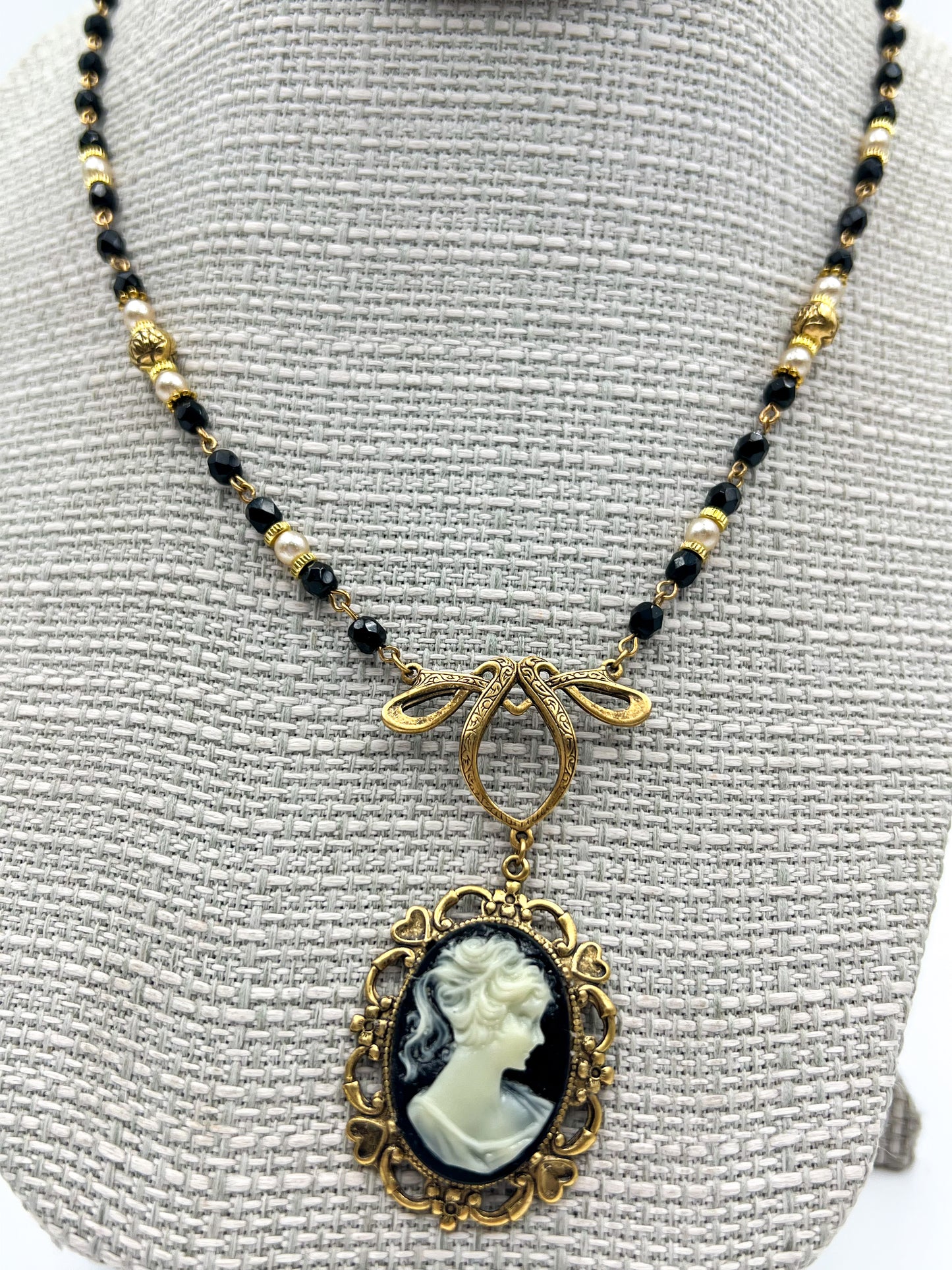Black Victorian Cameo Necklace