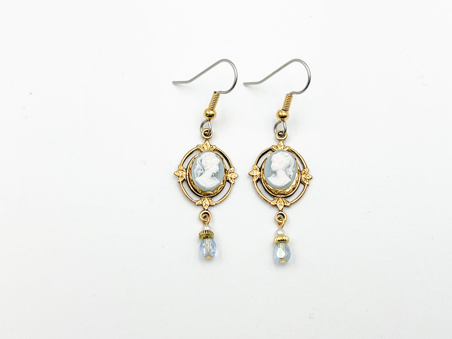Ornate Blue Mini Cameo Earring