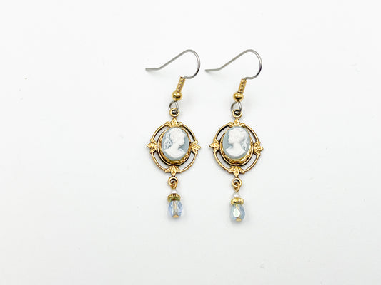 Ornate Blue Mini Cameo Earring