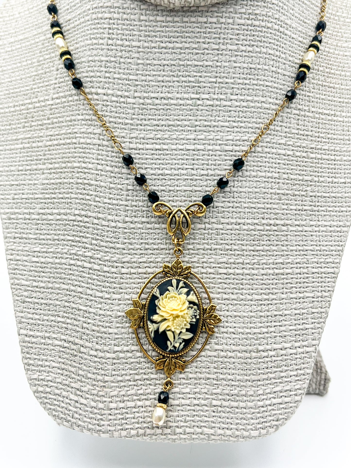 Victorian Cameo Flower Necklace