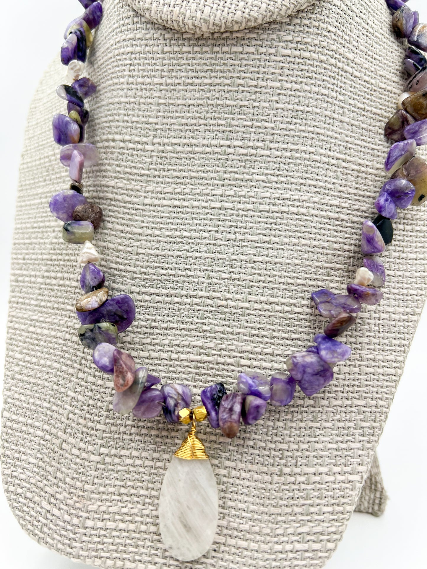 Purple Cardrite Stone Necklace