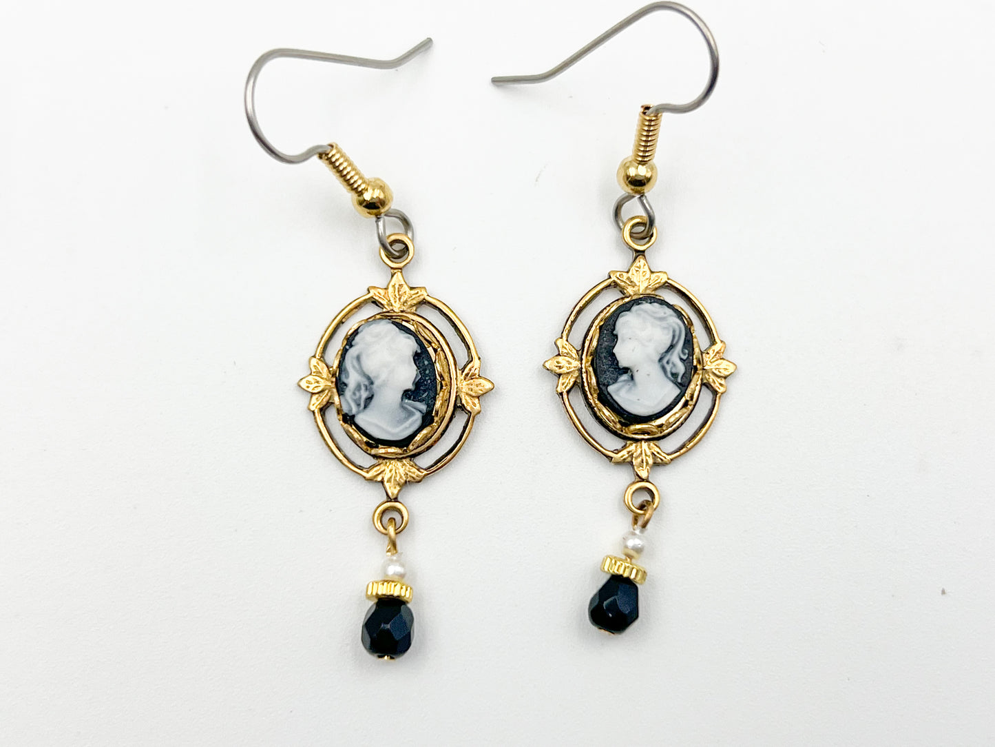 Ornate Black Mini Cameo Earring