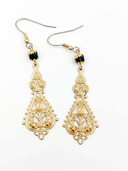Filigree Fleur De Lis Earrings - Polish Gold