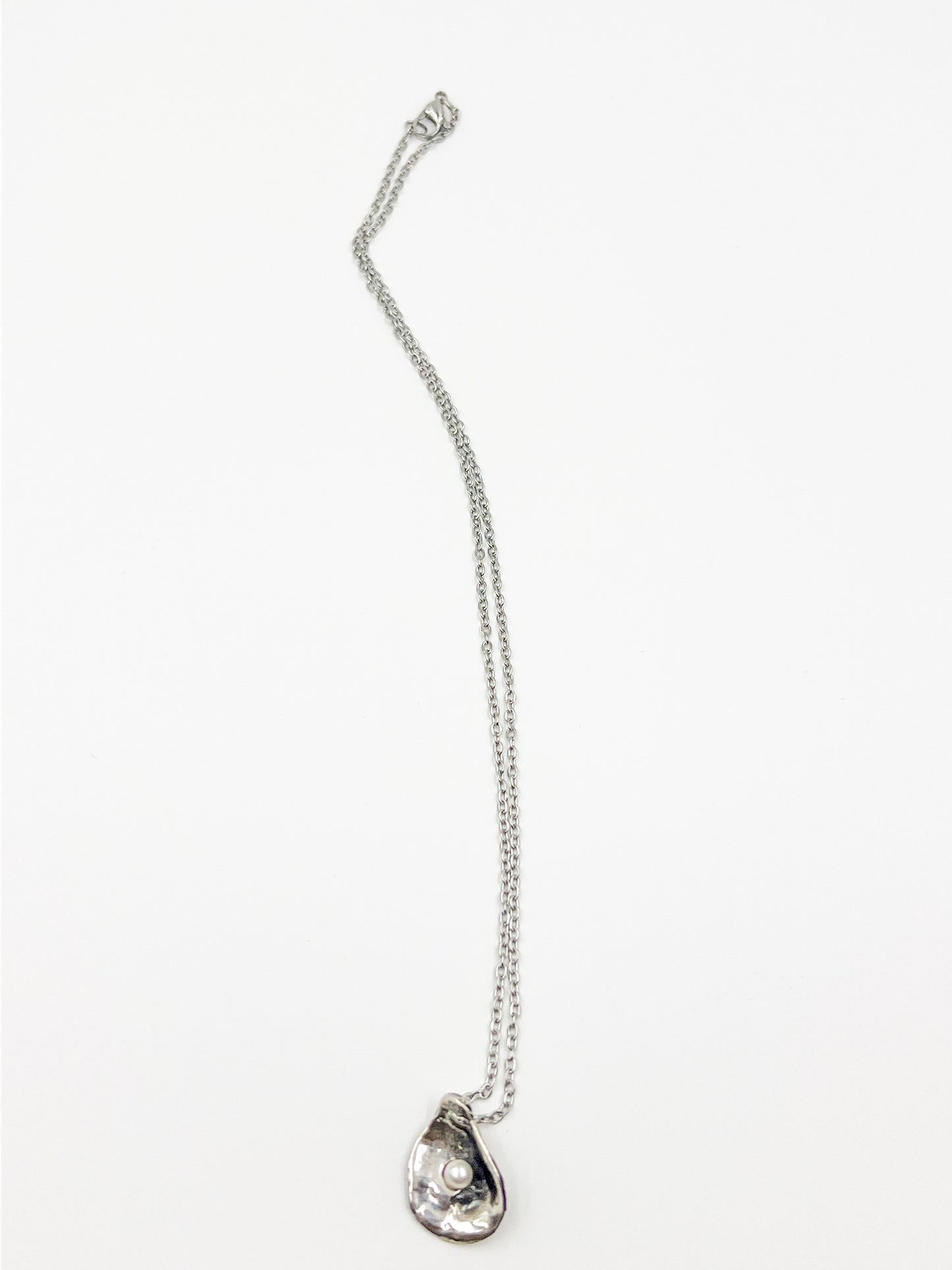 Petite Sterling Silver Oyster Necklace - 18"