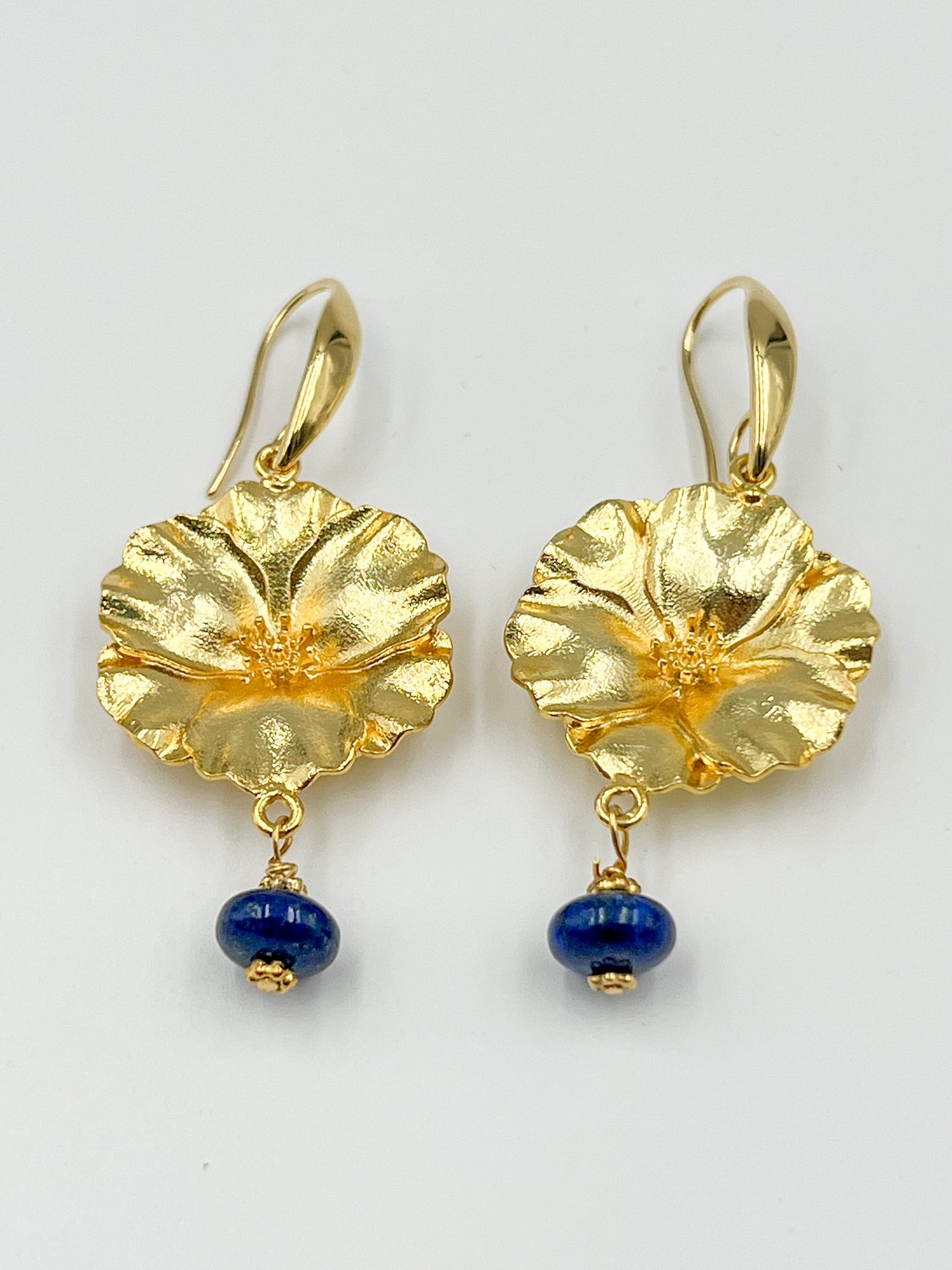Gold Flower + Jasper Stone Earring 