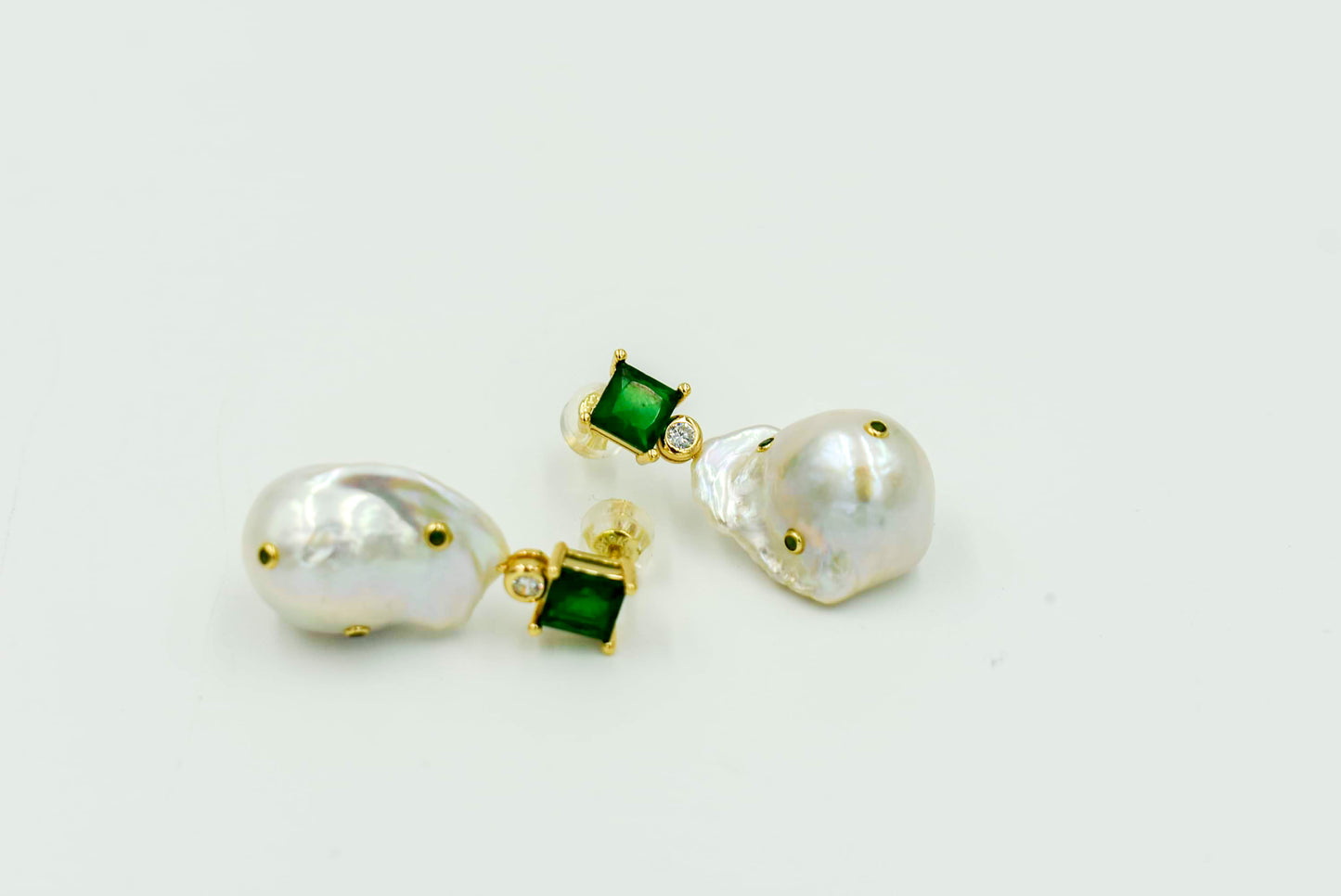 Baroque Pearl + Gem Earrings