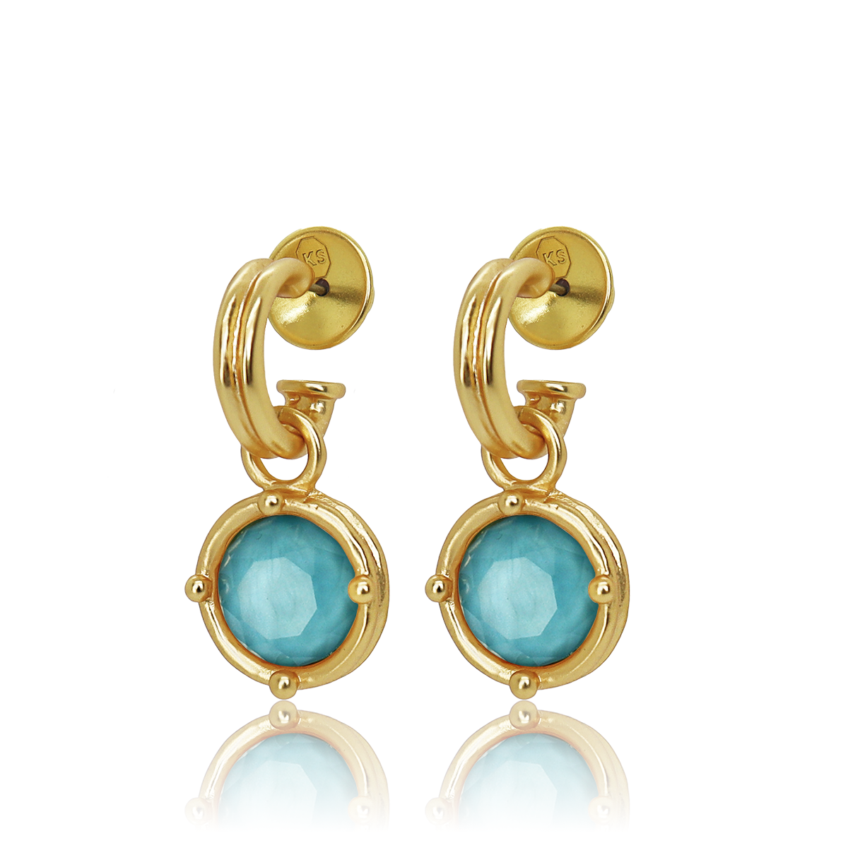 Iridescent Aquamarine Charm Hoop Earring