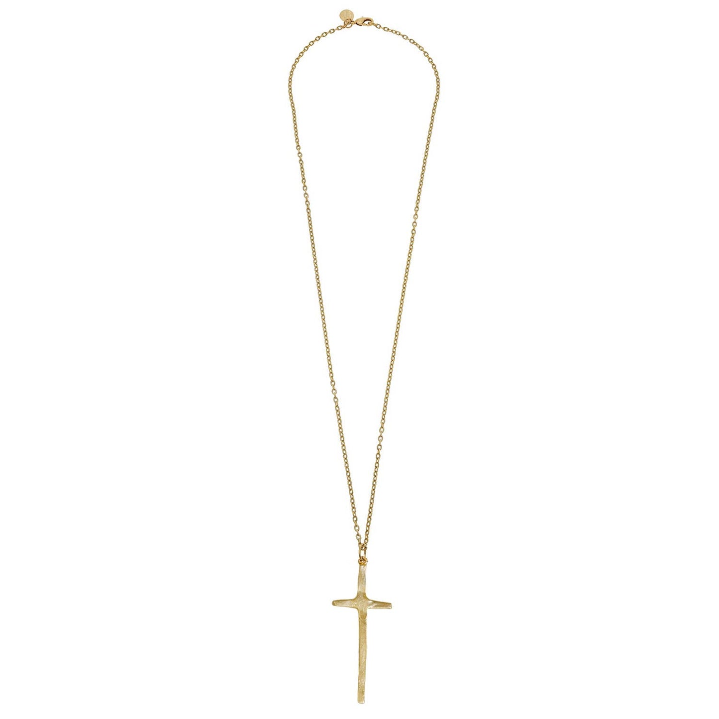 Gold Elongated Long Cross Necklace