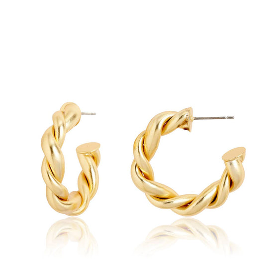 Medium Twisted Braid Hoop Earrings