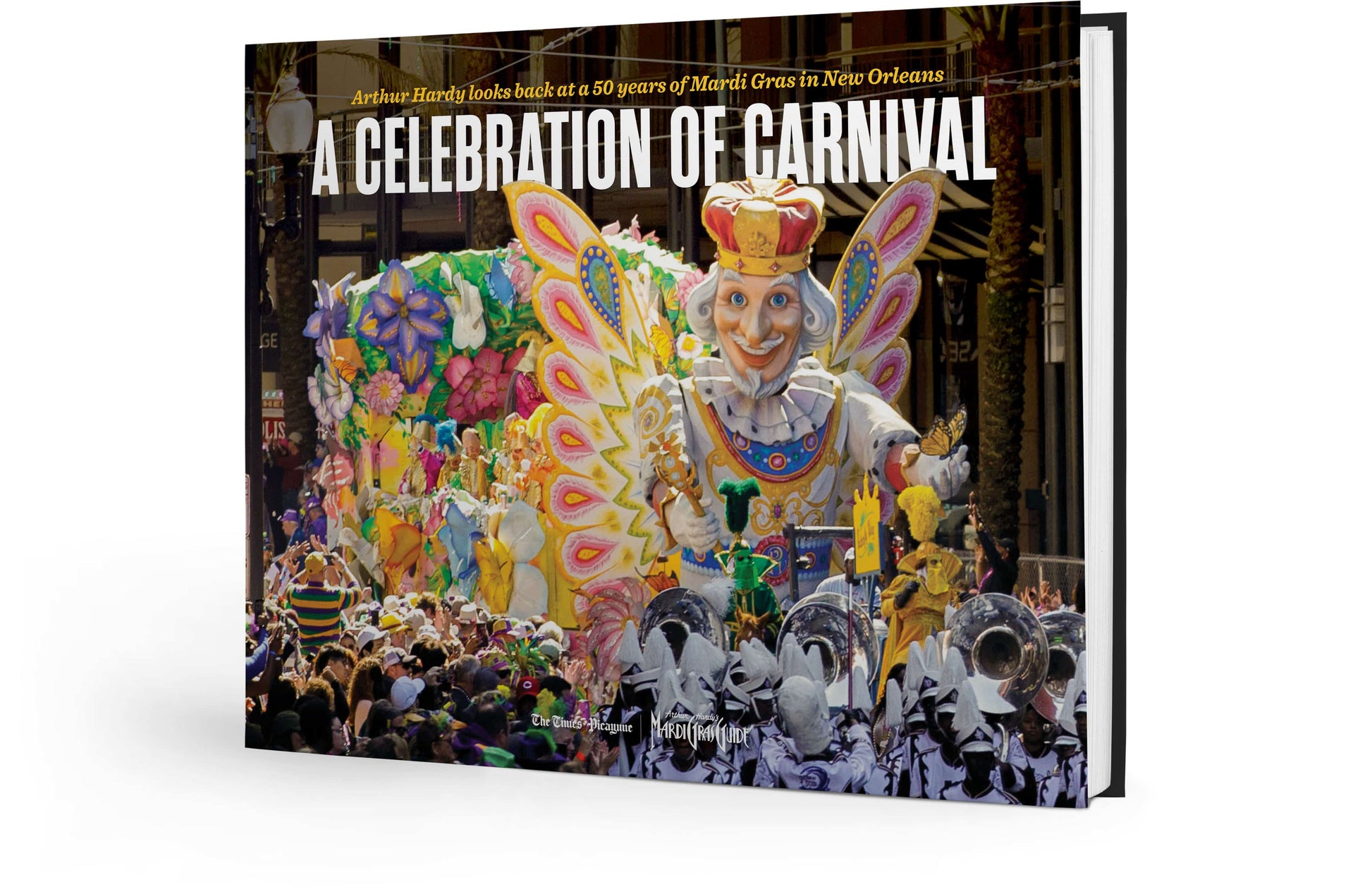 Book cover of 'A Celebration of Carnival' with colorful Mardi Gras imagery.