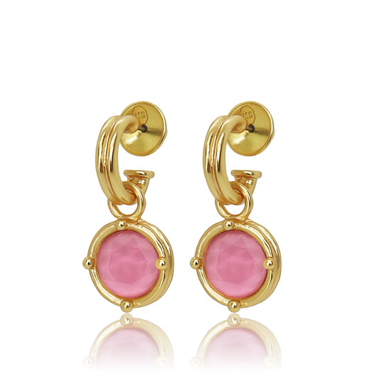 Peony Pink Charm Hoop Earrings