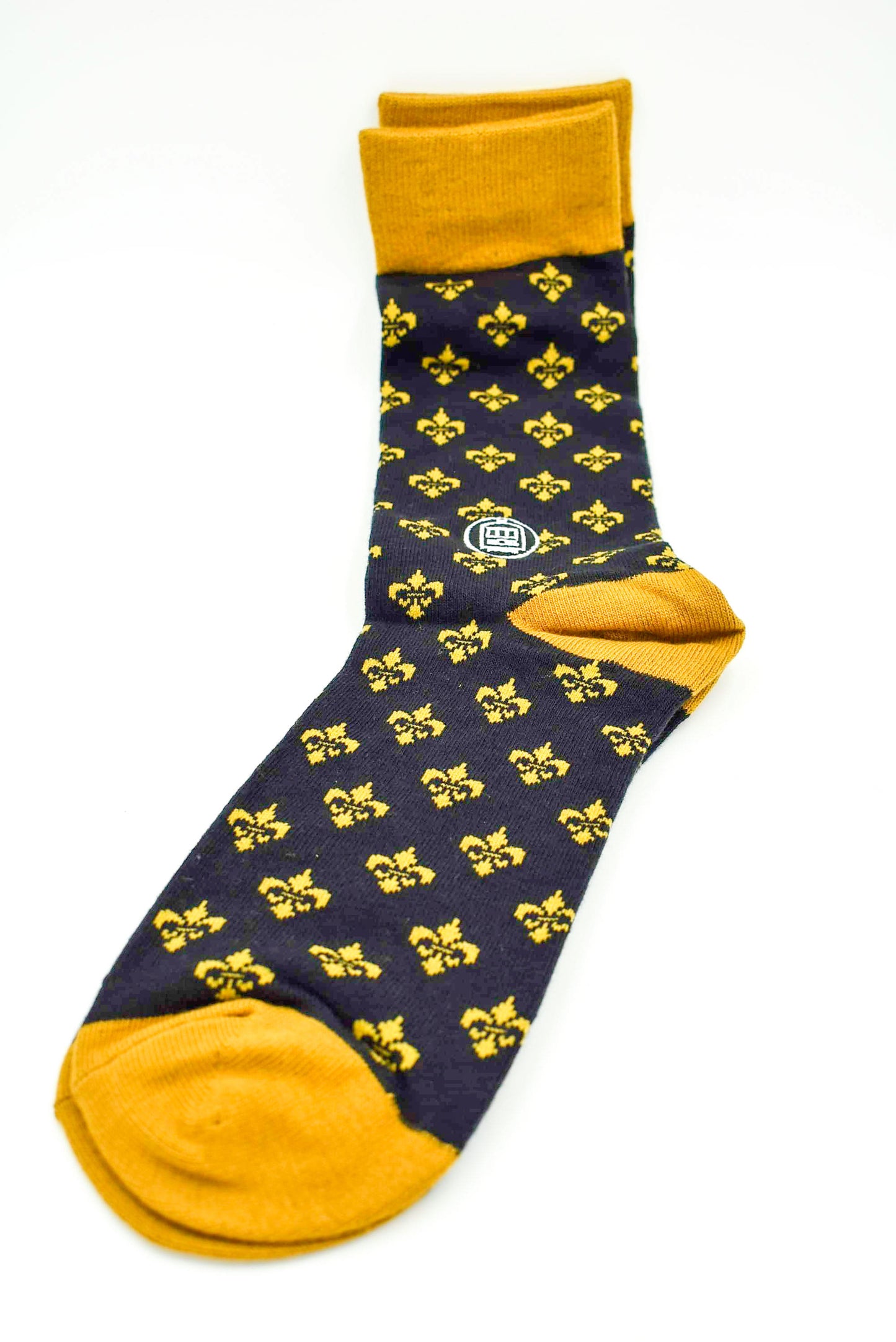 Black & Gold Socks Fleur De Lis Design Unisex Made in New Orleans
