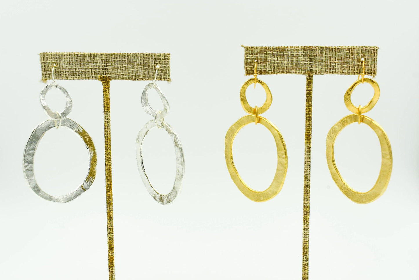 Handcast Double Circle Earring