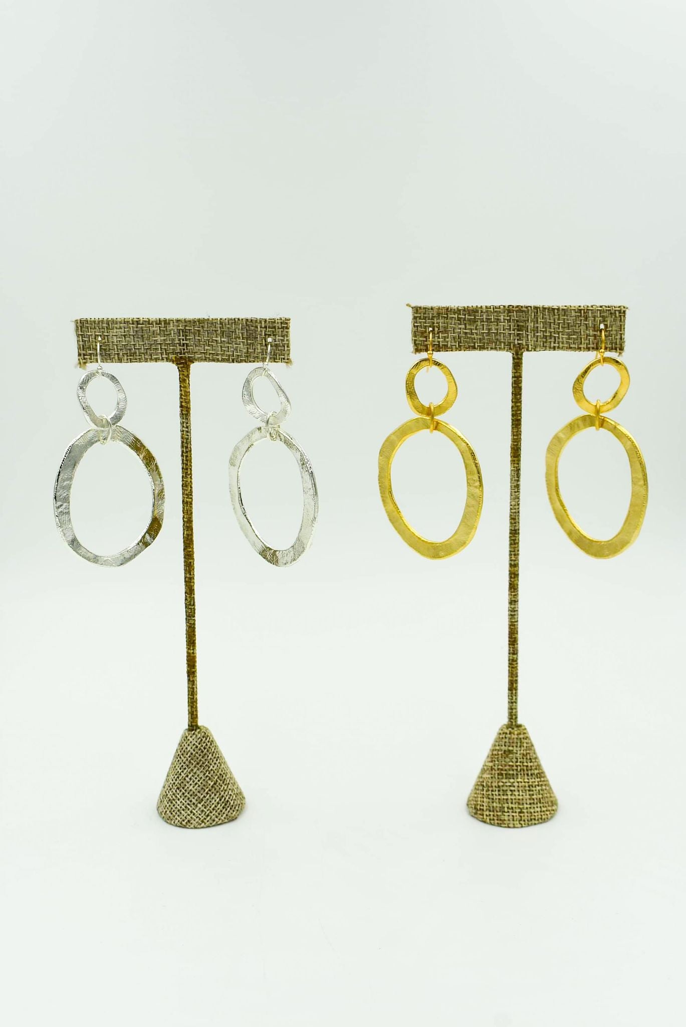 Handcast Double Circle Earring