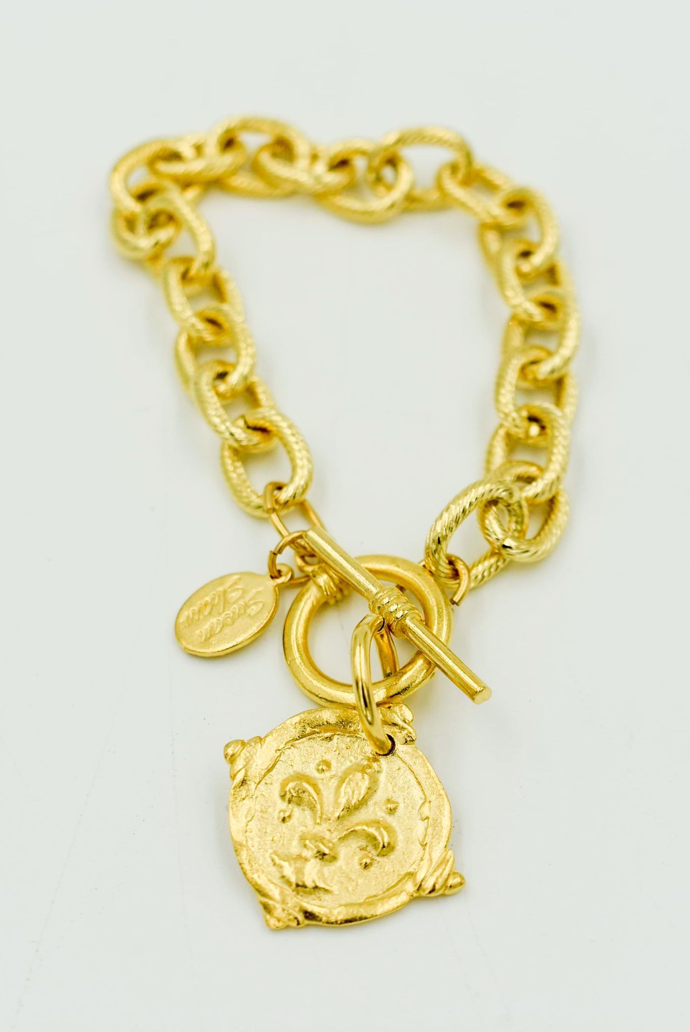 Gold Fleur De Lis Intaglio Bracelet