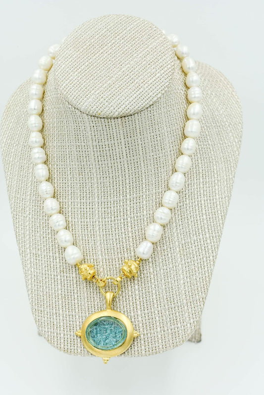Collier abeille en verre vénitien Aqua