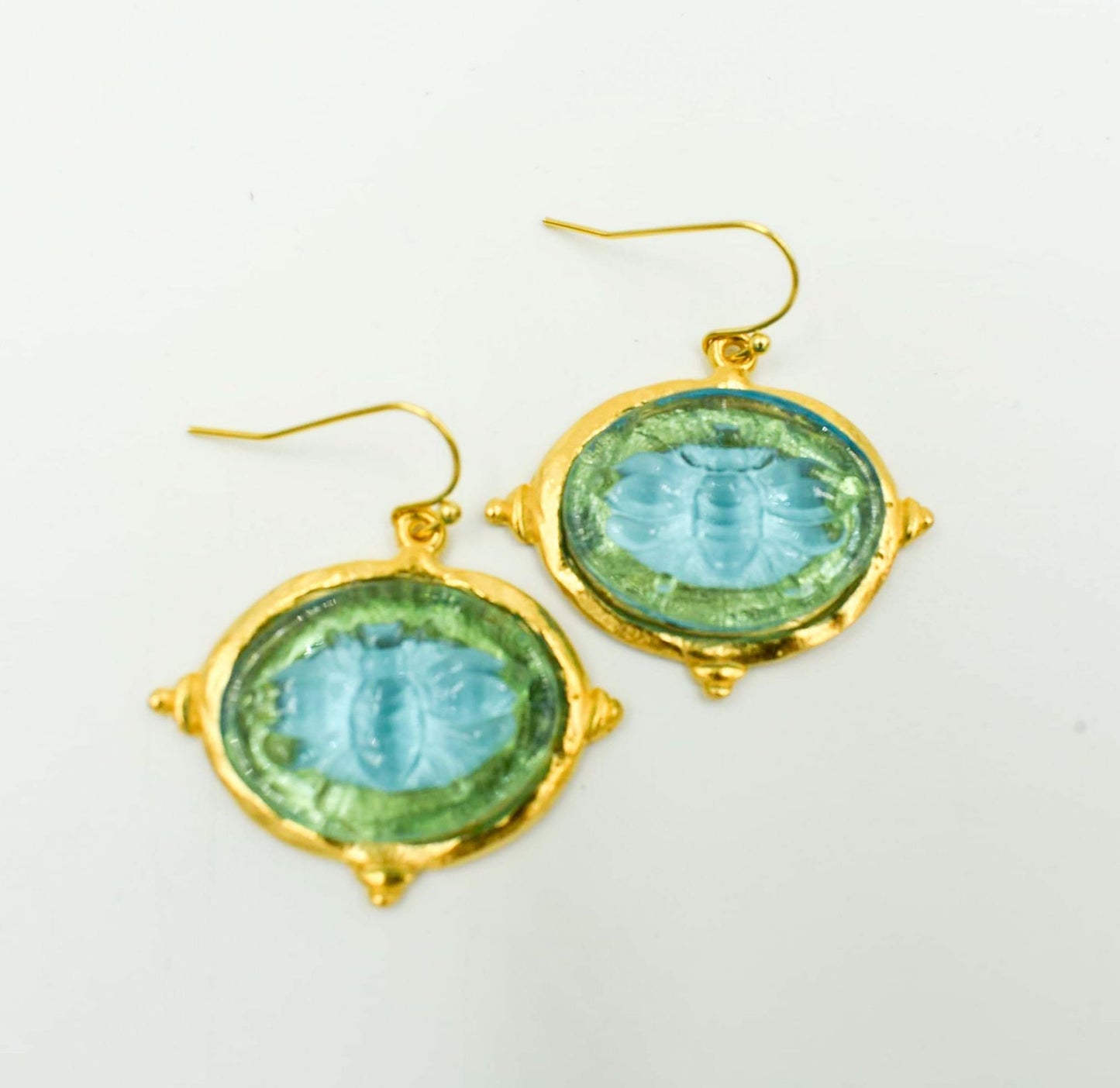 Aqua Venetian Glass Bee Earring