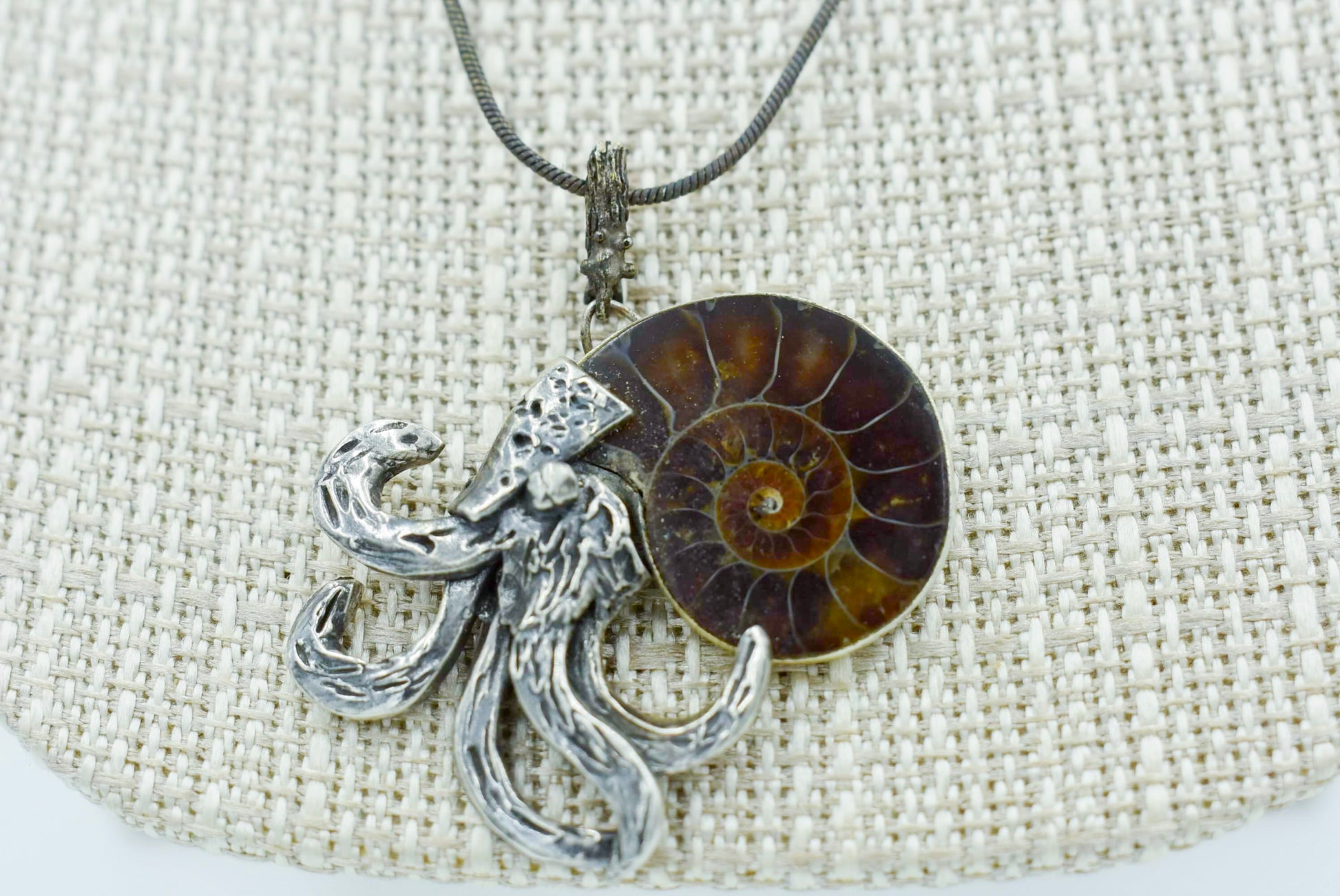 Oxidized Silver Ammonite Pendant